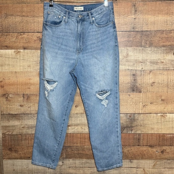 MADEWELL The MOMJEAN in Gilford Wash Ripped Edition High Rise size 30 - Picture 2 of 11